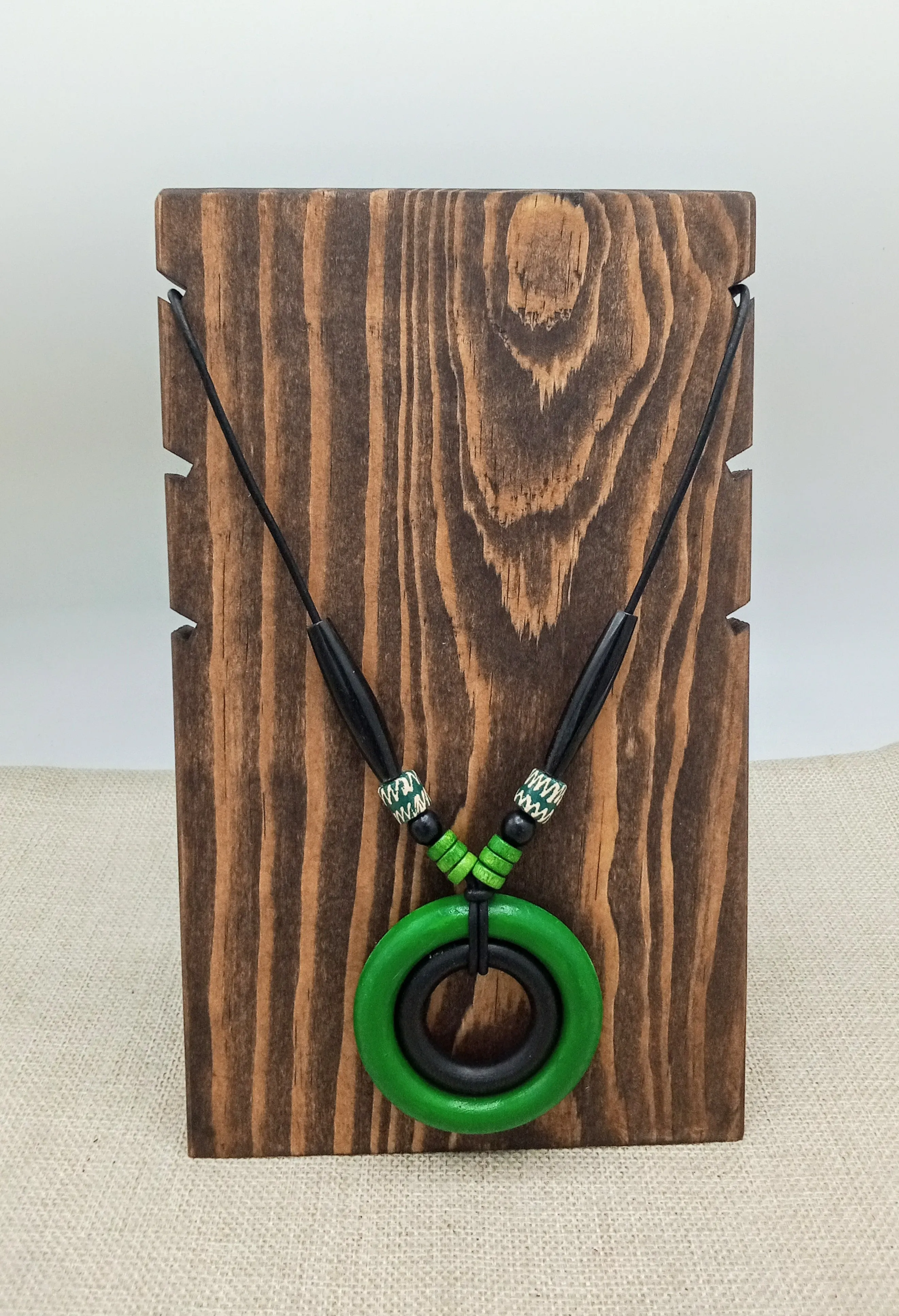 Green Necklaces for Women Wooden Beaded Long Jewelry Ethnic Round Handmade Gift