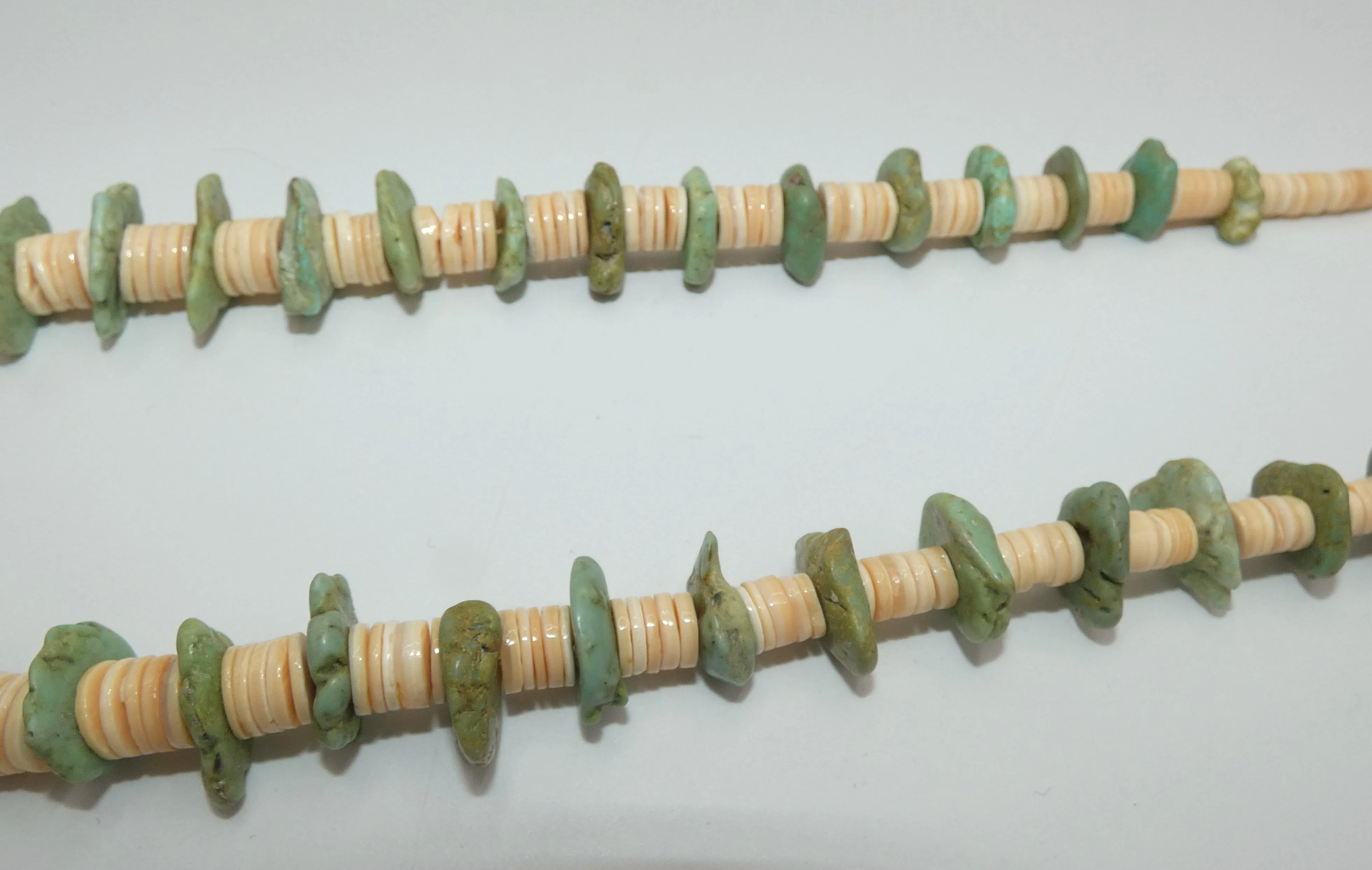 Green Turquoise & Shell Tab Necklace