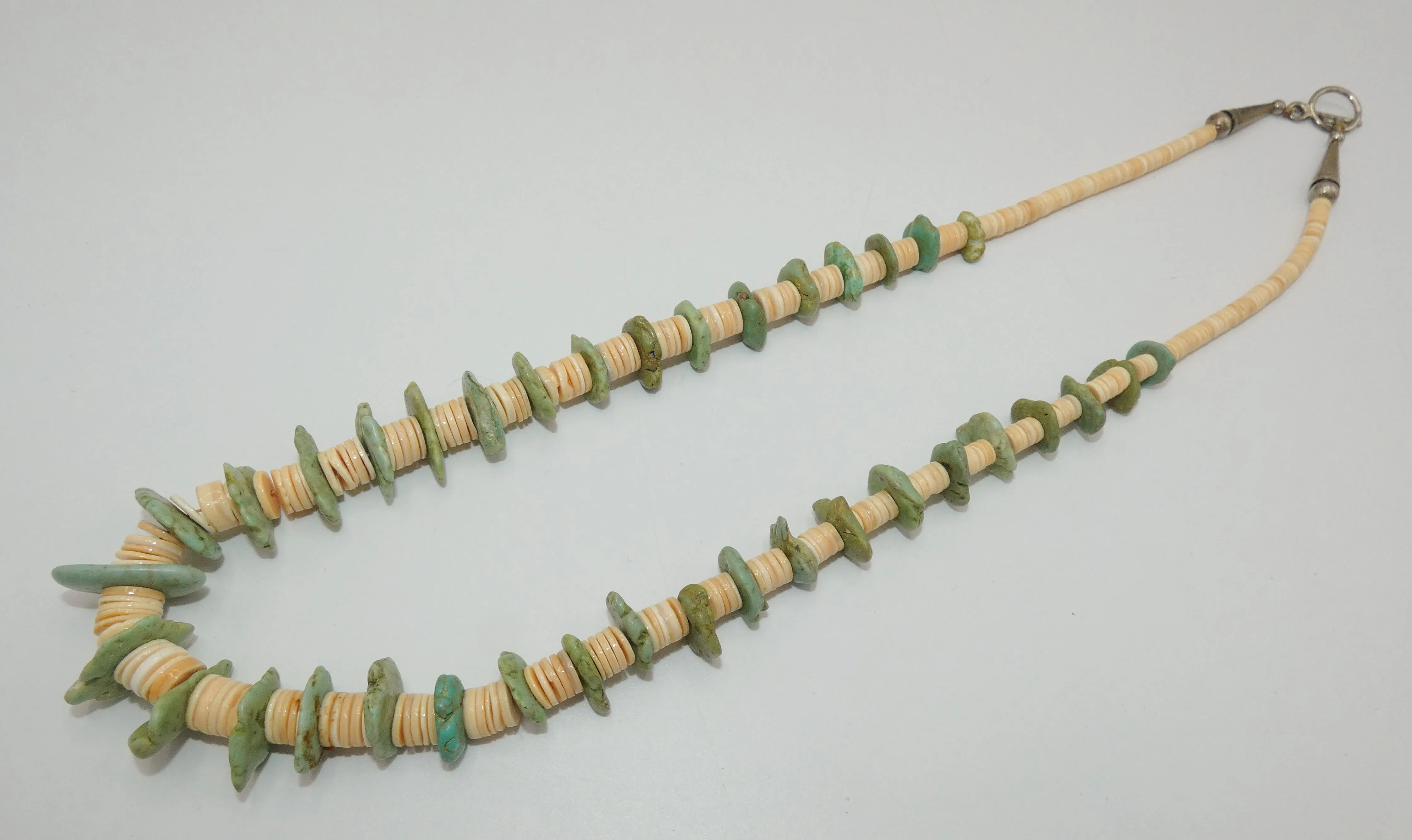Green Turquoise & Shell Tab Necklace