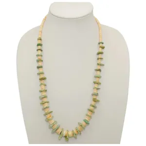 Green Turquoise & Shell Tab Necklace