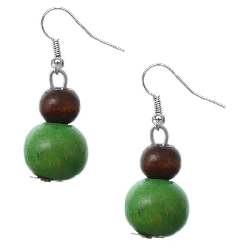 Green Wooden Beaded Stretch Necklace Set
