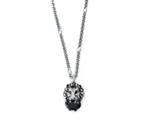 Gucci Lion Head Crystal Pendant Necklace