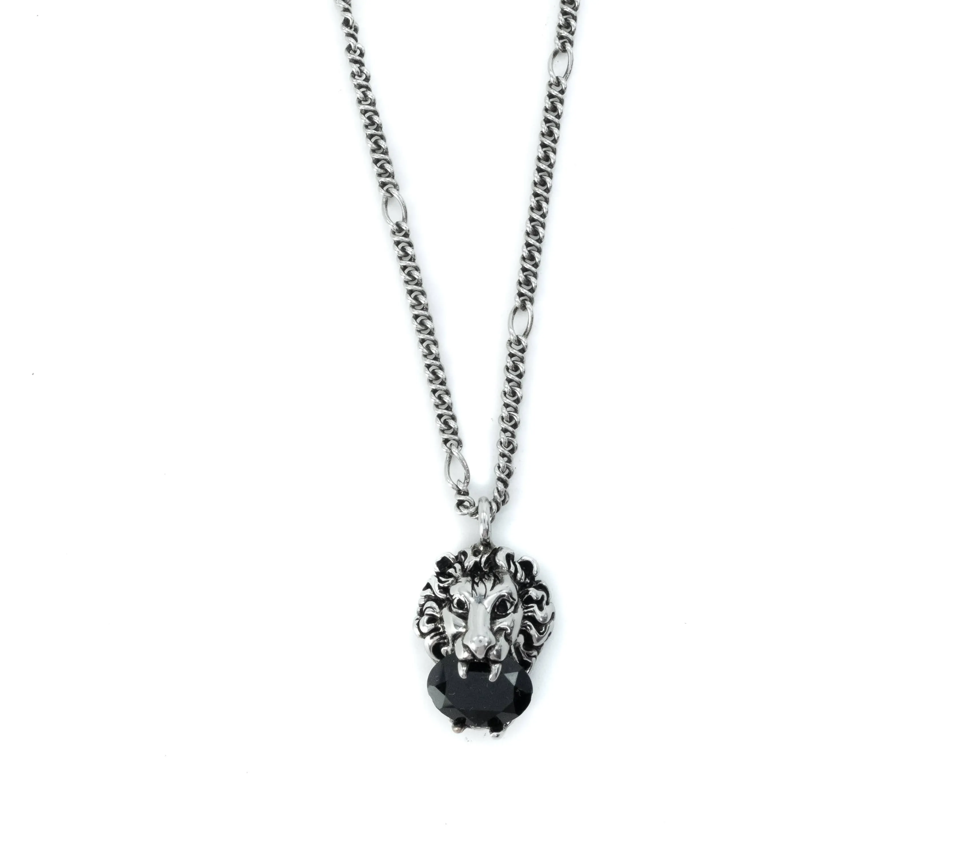 Gucci Lion Head Crystal Pendant Necklace