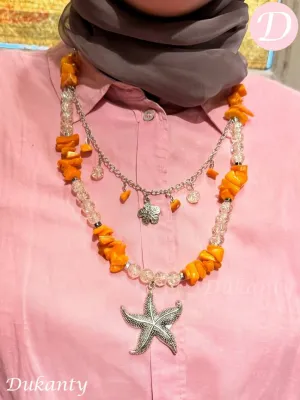 Hala Necklace - Broken Seashell and Crystal