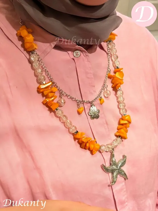 Hala Necklace - Broken Seashell and Crystal