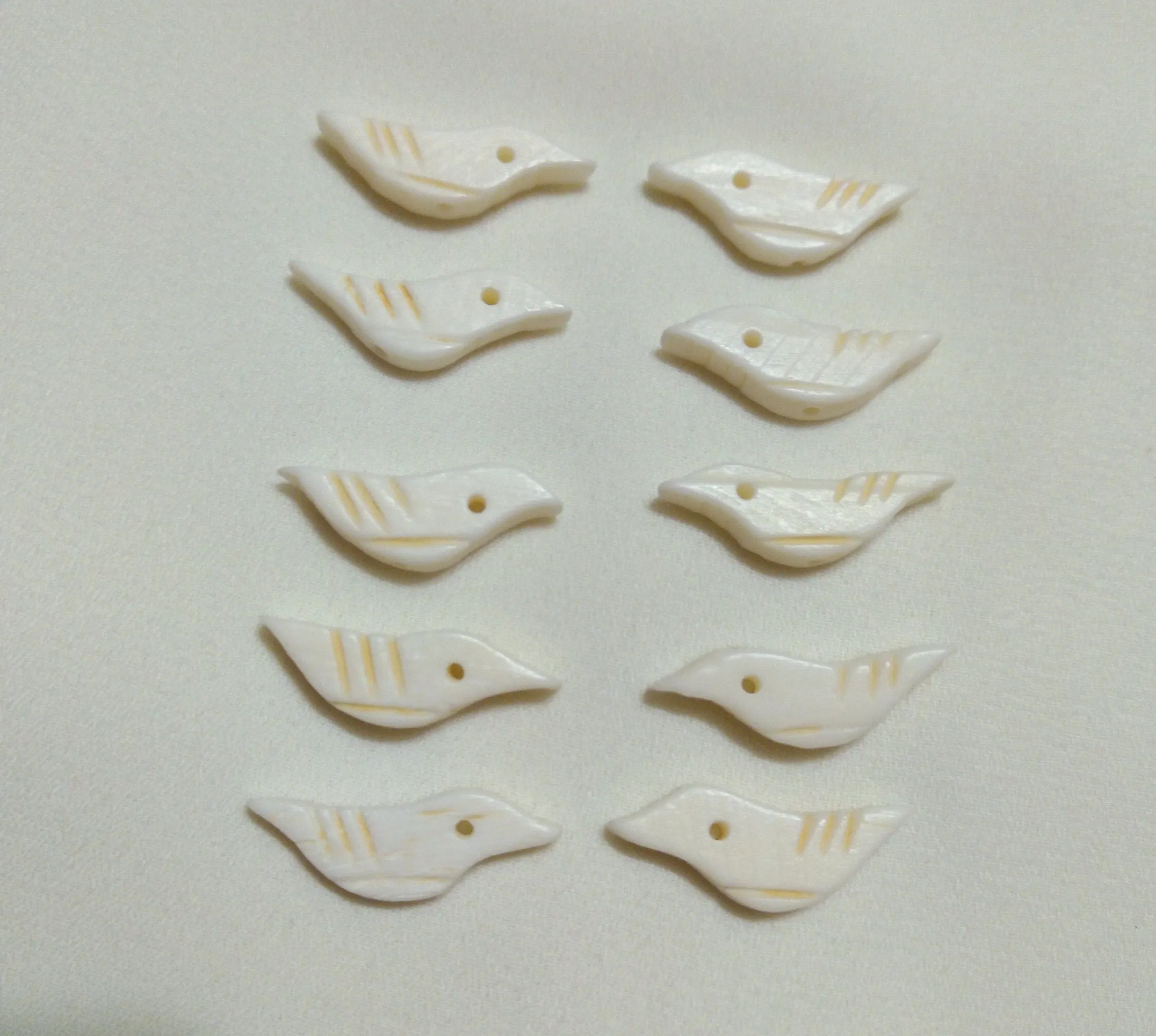 Hand carved Bird Fetish Beads, Cow Bone  Black Buffalo Horn, Shell for necklaces, Earrings, Bracelets, Beading, Decorations