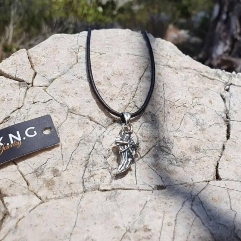 Handcrafted Canine Pendant Rope Sterling Silver Pendant