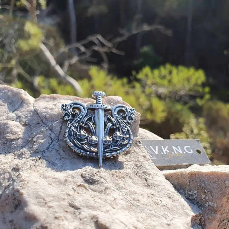 Handcrafted  Drakkar Swords Sterling Silver Pendant