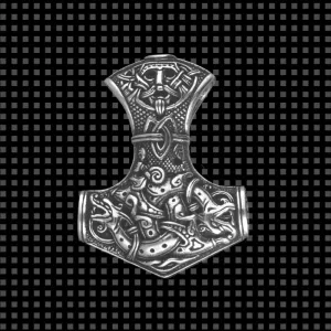 Handcrafted Mjolnir Size Extra Large Thor’s Hammer Sterling Silver Pendant   Braided leather cord