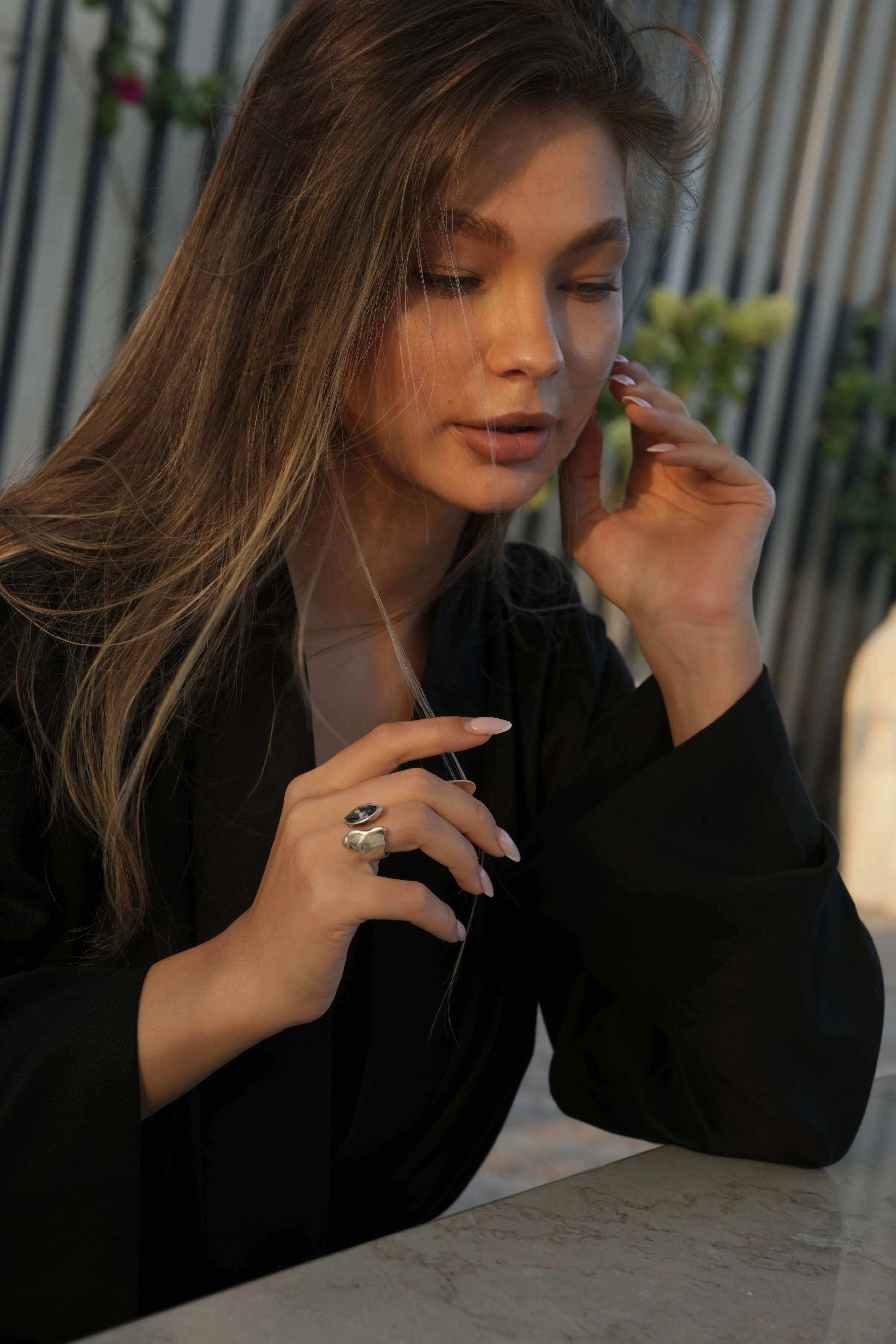 Handmade Crystal Brass Ring - 6834