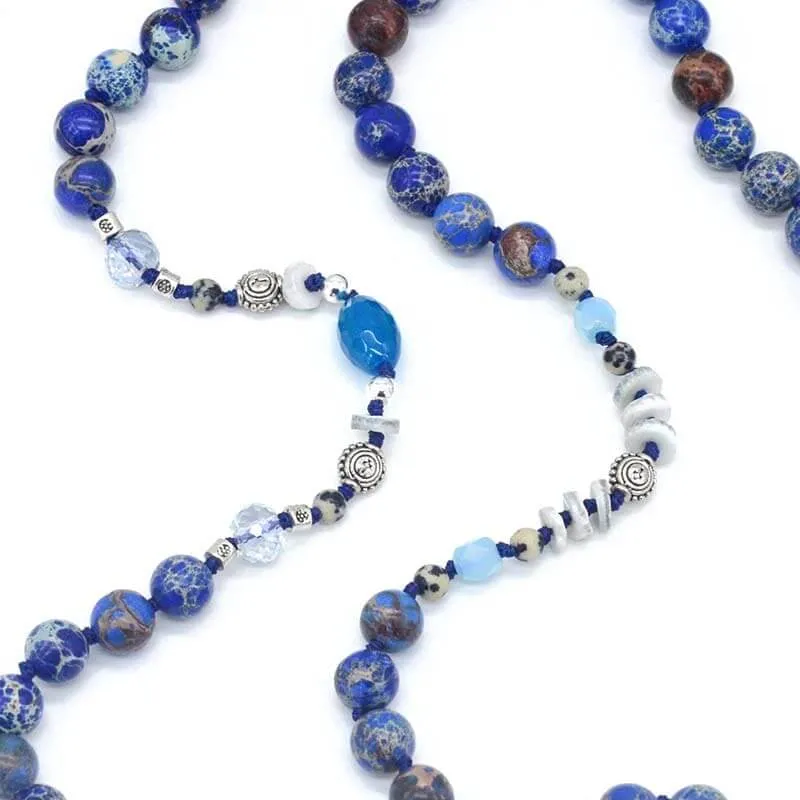 Handmade Imperial Blue Gilded Stone Necklace