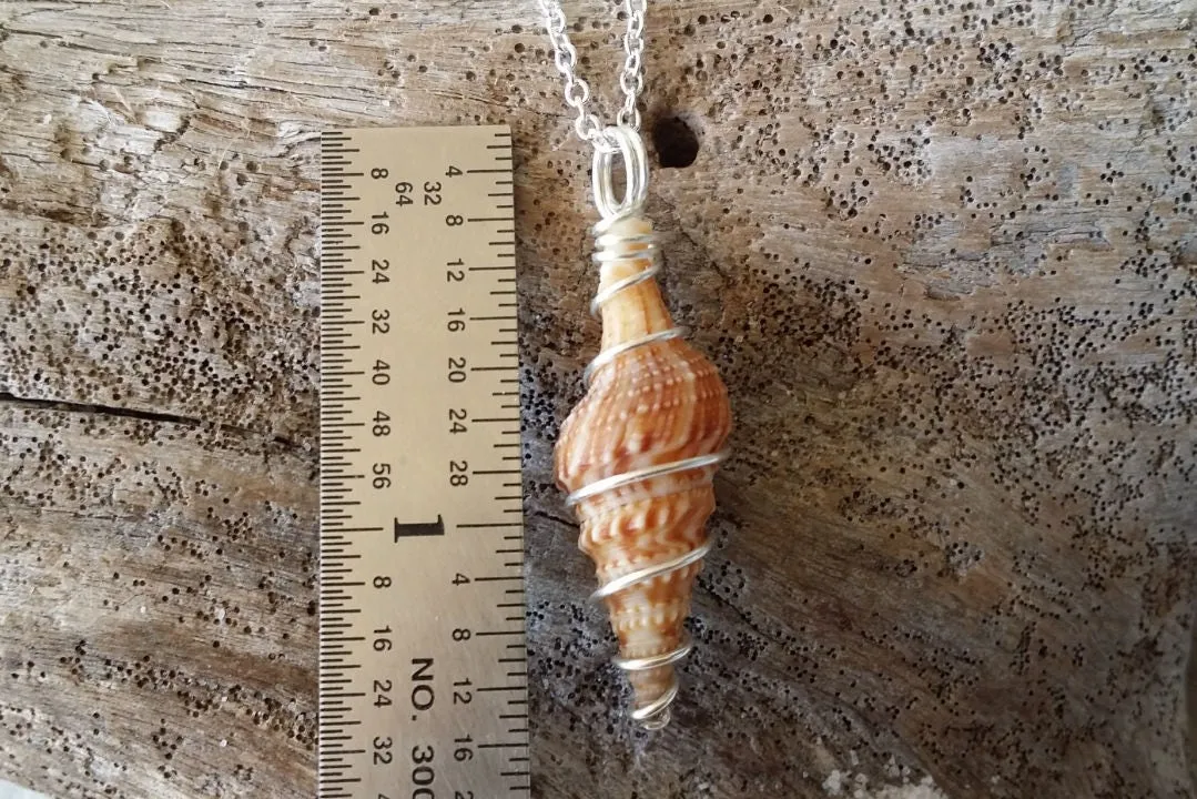 Handmade in Hawaii, Wire wrapped natural conch seashell necklace,Hawaiian jewelry.Gift for her.Beach jewelry.