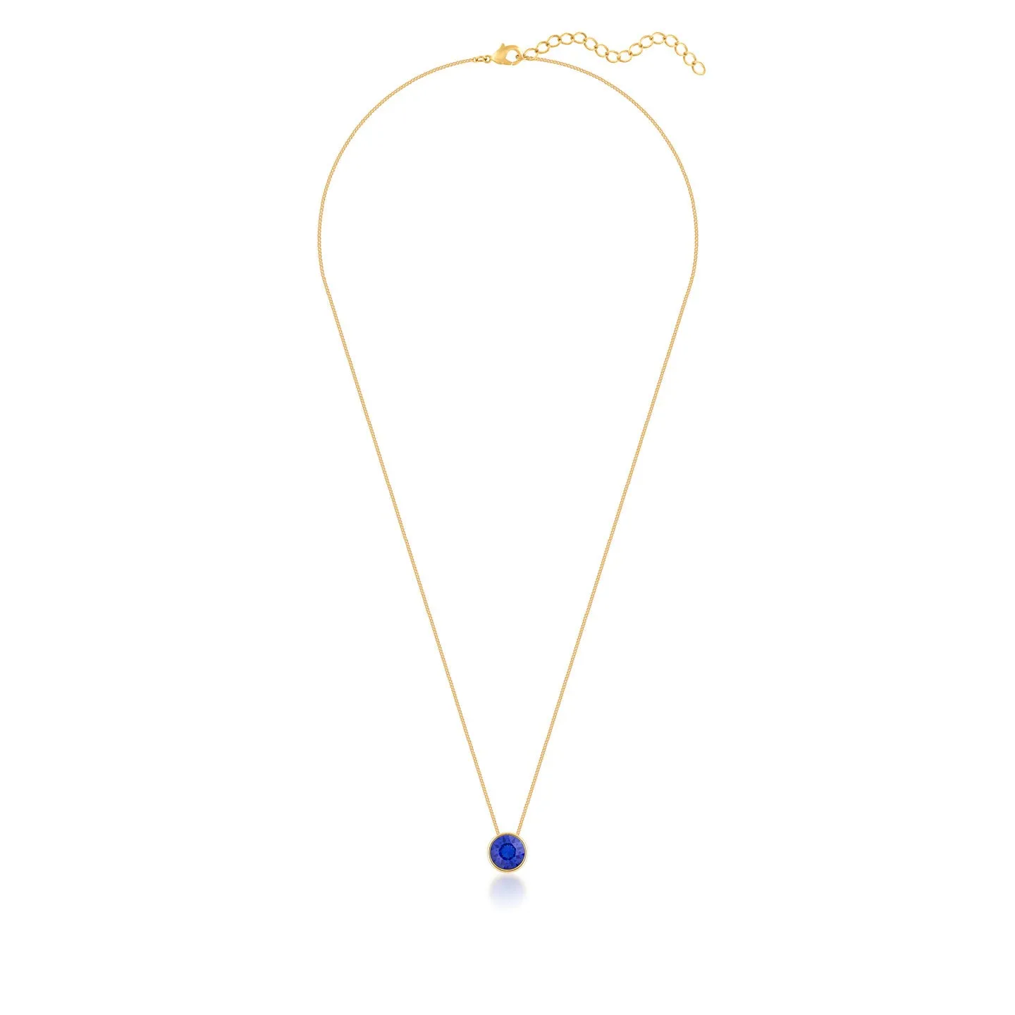 Harley Small Pendant Necklace with Blue Sapphire Round Crystals from Swarovski Gold Plated