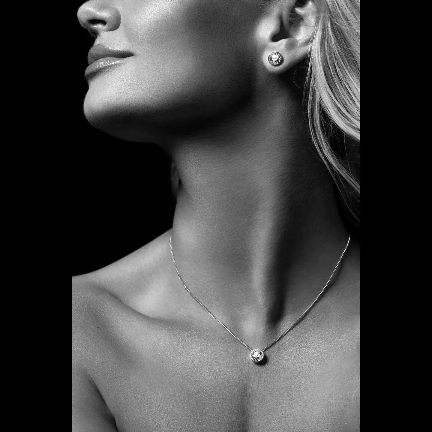 Harley Small Pendant Necklace with Blue Sapphire Round Crystals from Swarovski Gold Plated