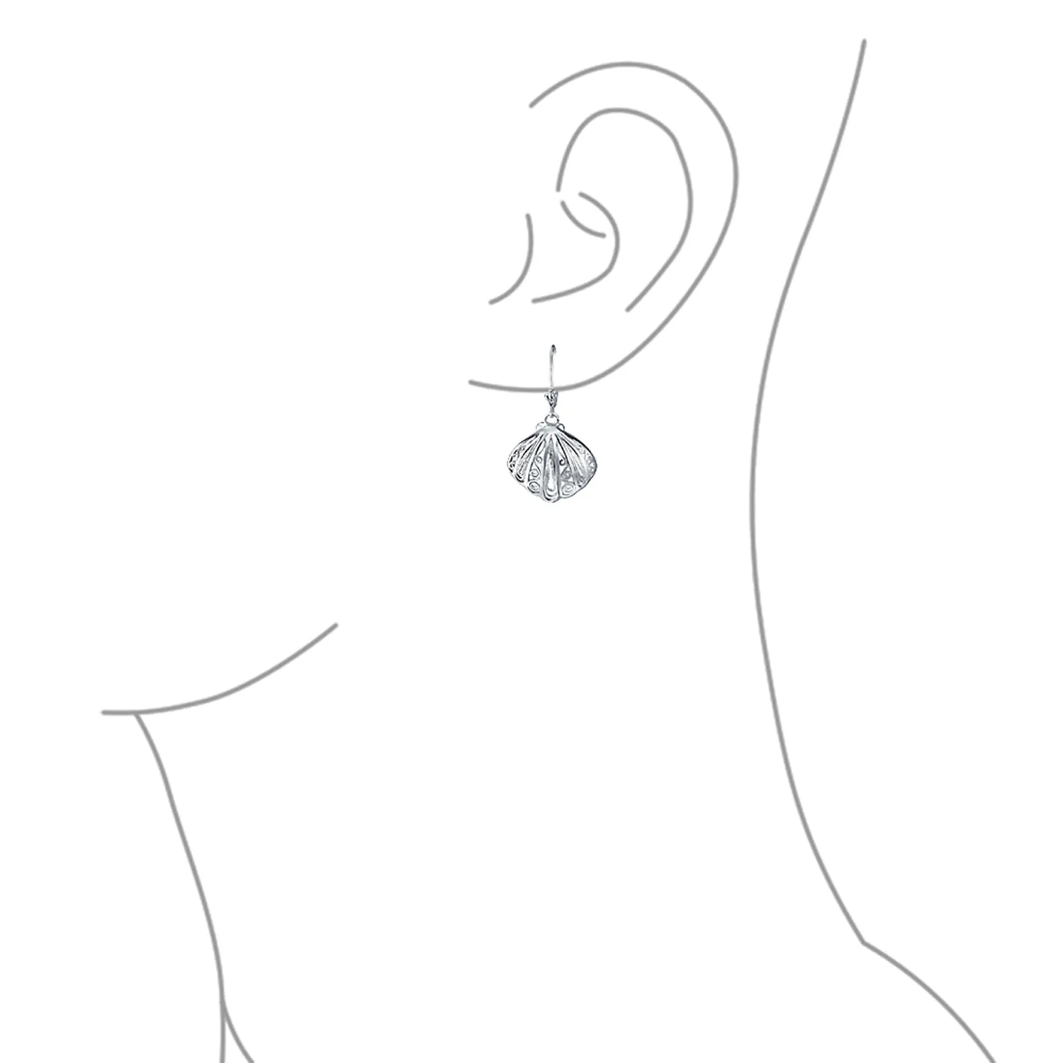 Hawaiian Seaside Dangle Earrings Sand Dollar Starfish Seashell 14K Gold-Plated