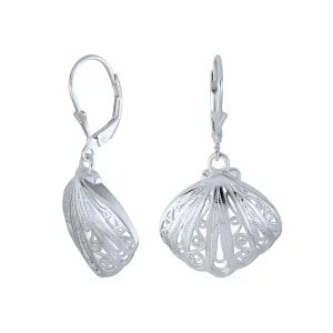 Hawaiian Seaside Dangle Earrings Sand Dollar Starfish Seashell 14K Gold-Plated
