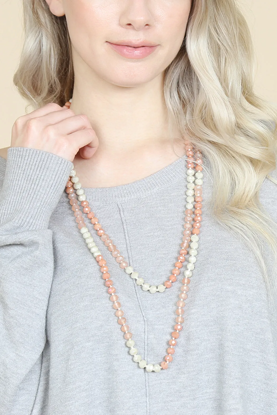 HDN2496 - MULTI TONE GLASS BEADS NECKLACE
