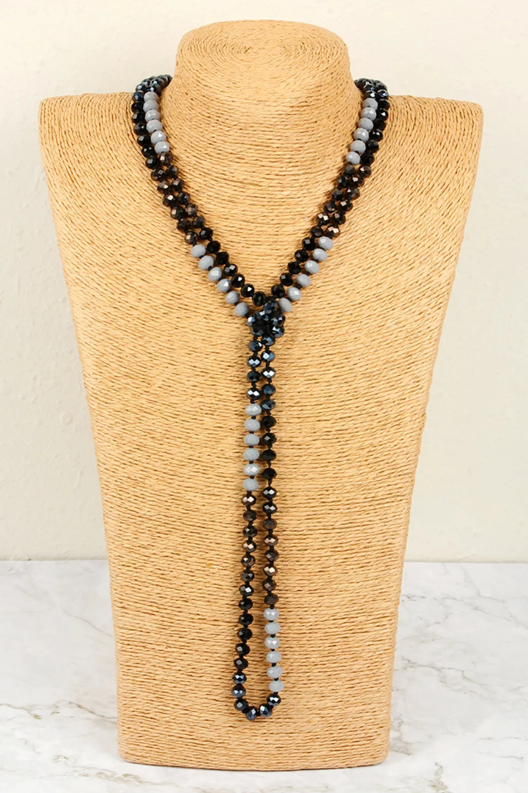 HDN2496 - MULTI TONE GLASS BEADS NECKLACE