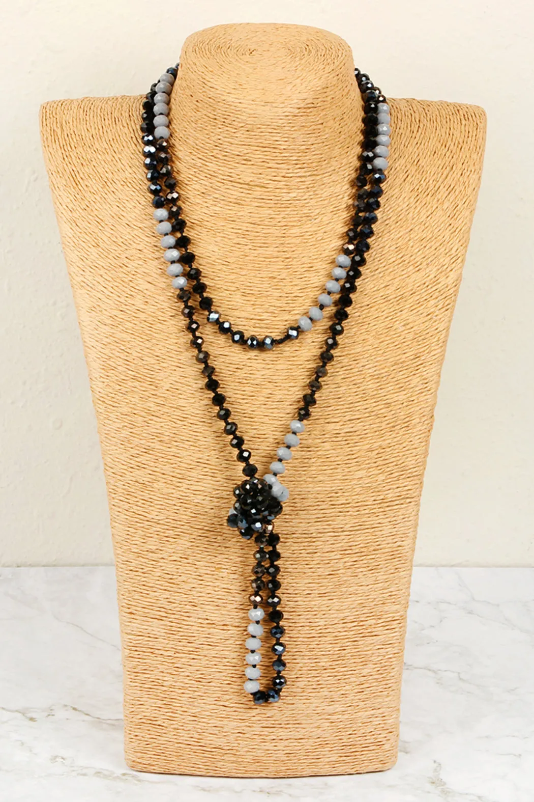 HDN2496 - MULTI TONE GLASS BEADS NECKLACE