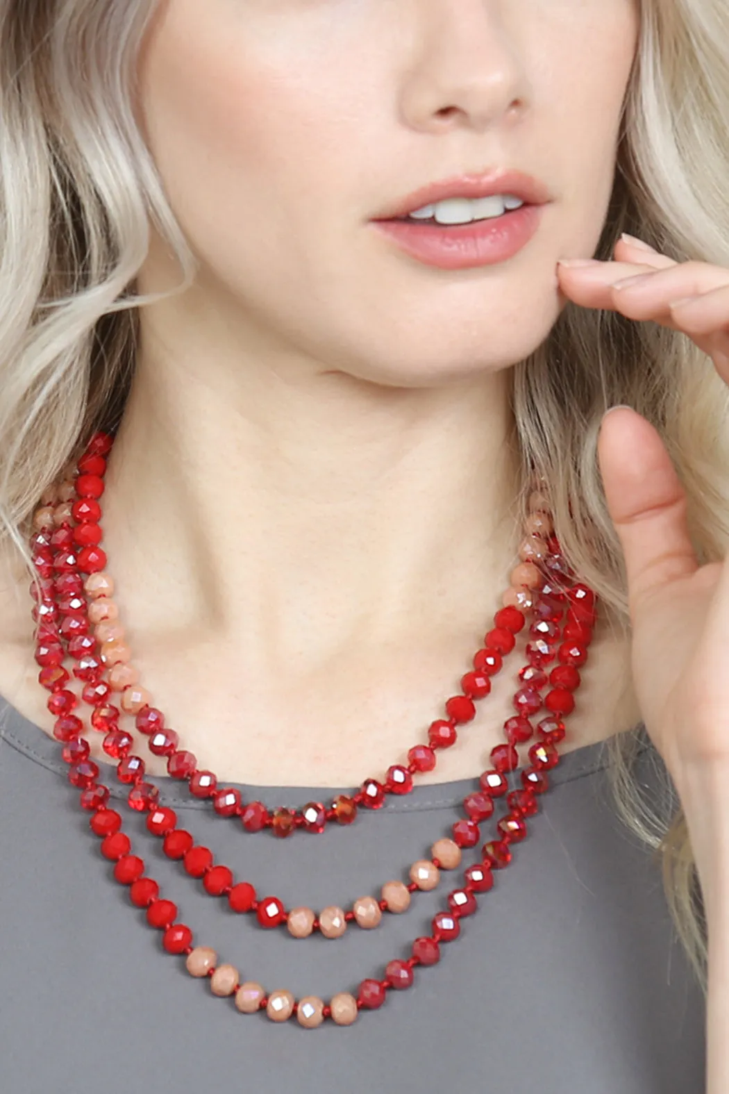 HDN2496 - MULTI TONE GLASS BEADS NECKLACE