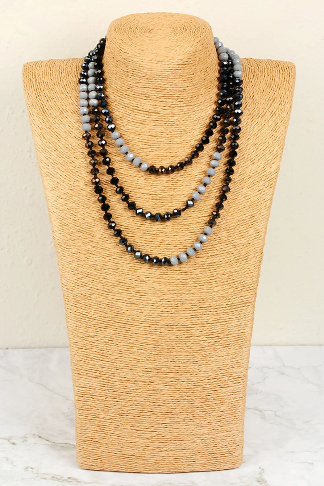 HDN2496 - MULTI TONE GLASS BEADS NECKLACE