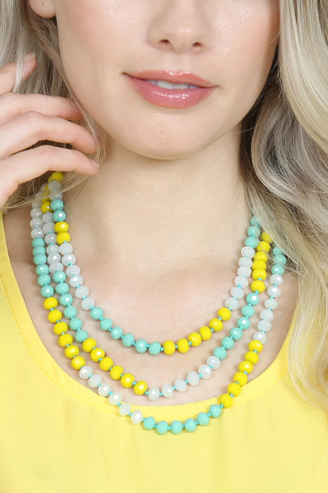 HDN2496 - MULTI TONE GLASS BEADS NECKLACE