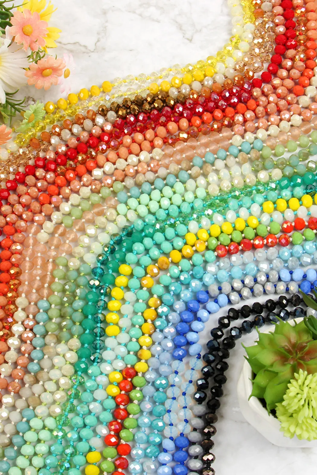 HDN2496 - MULTI TONE GLASS BEADS NECKLACE