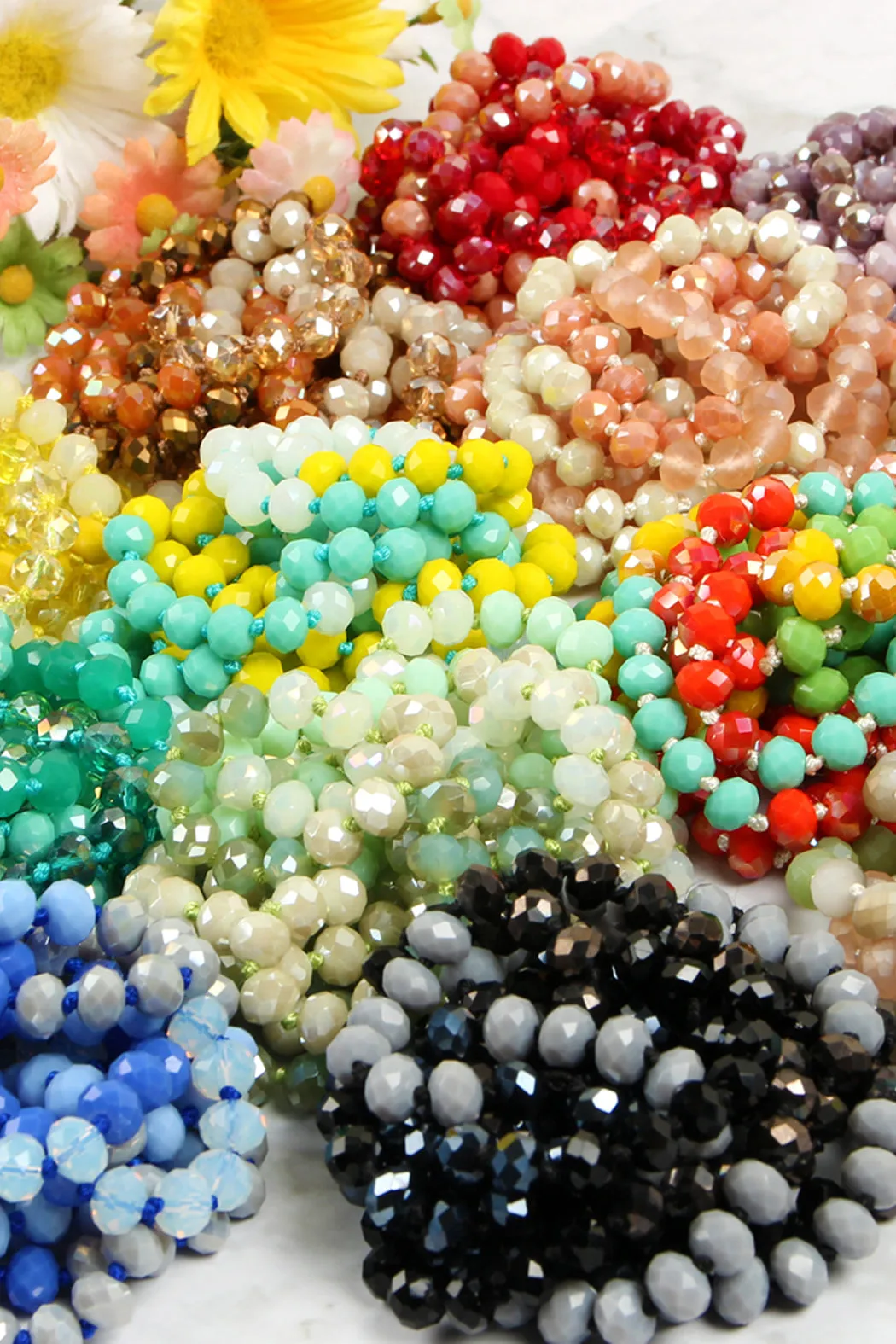 HDN2496 - MULTI TONE GLASS BEADS NECKLACE
