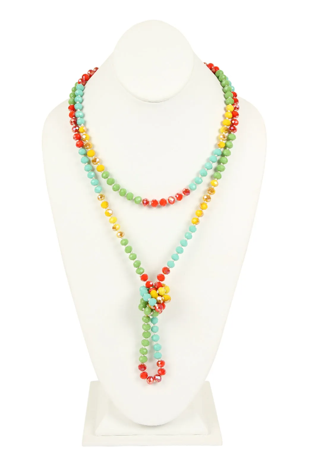 HDN2496 - MULTI TONE GLASS BEADS NECKLACE