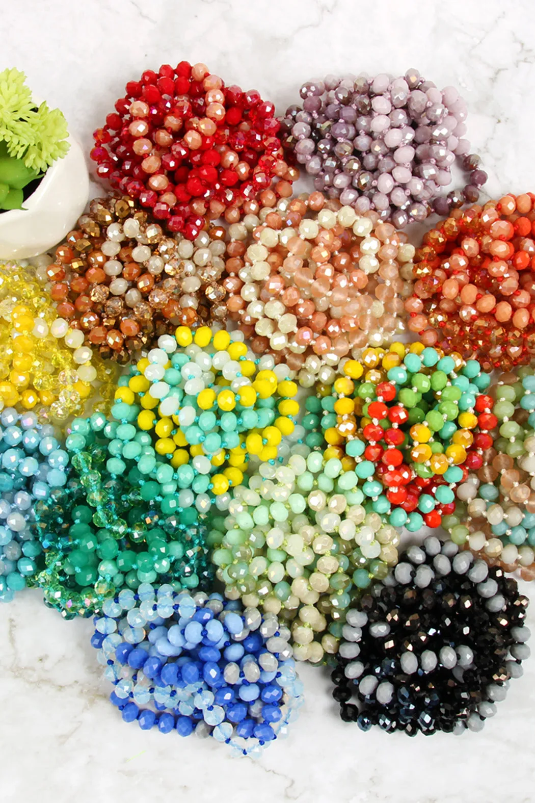 HDN2496 - MULTI TONE GLASS BEADS NECKLACE