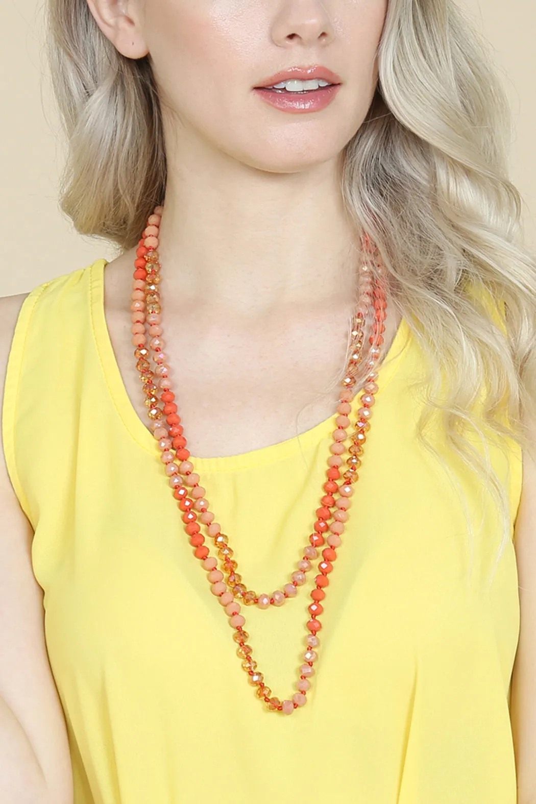 HDN2496 - MULTI TONE GLASS BEADS NECKLACE