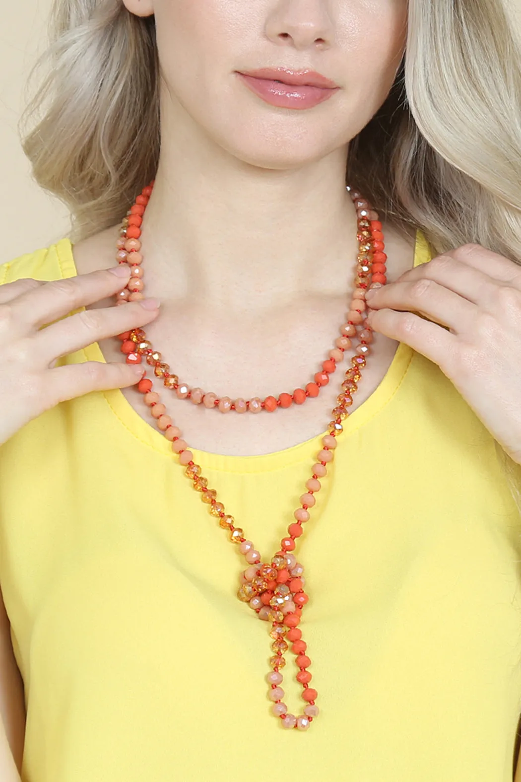 HDN2496 - MULTI TONE GLASS BEADS NECKLACE