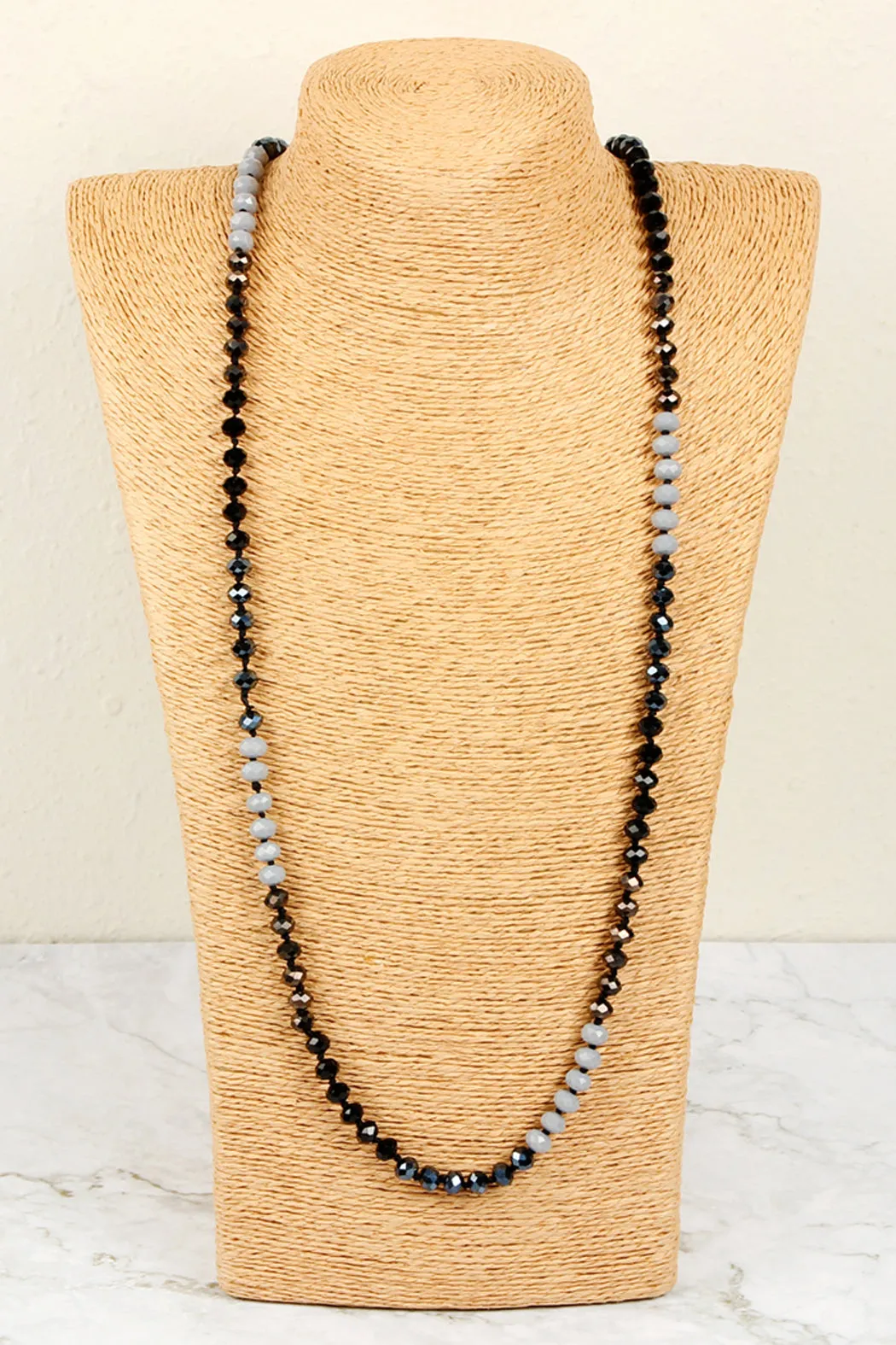 HDN2496 - MULTI TONE GLASS BEADS NECKLACE