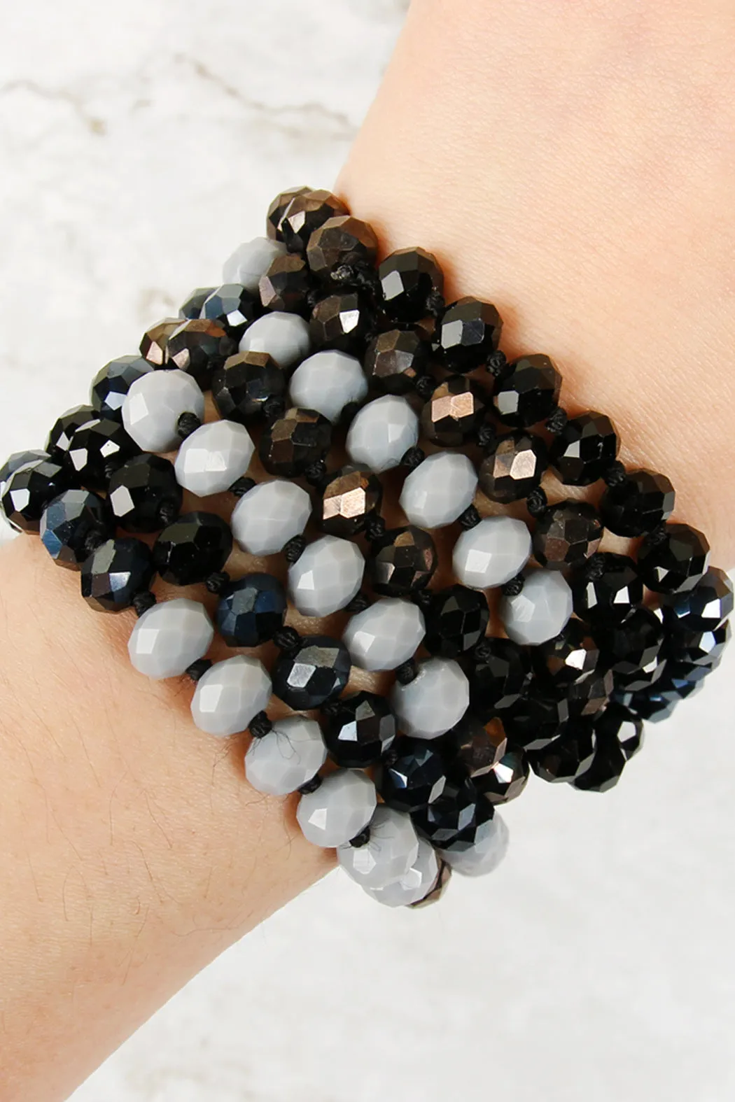 HDN2496 - MULTI TONE GLASS BEADS NECKLACE