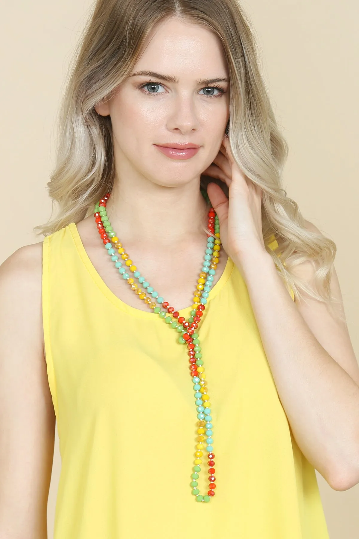 HDN2496 - MULTI TONE GLASS BEADS NECKLACE