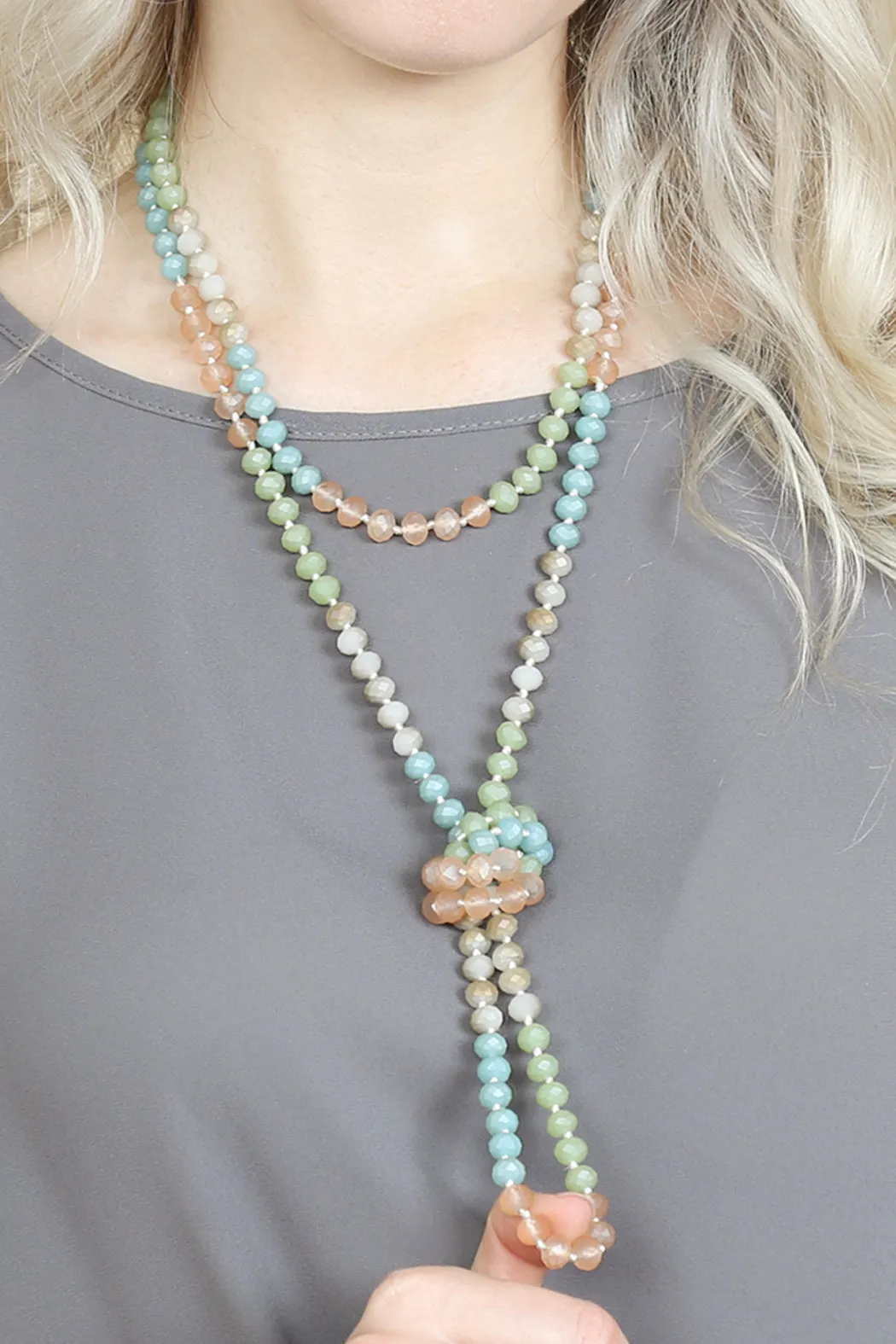 HDN2496 - MULTI TONE GLASS BEADS NECKLACE