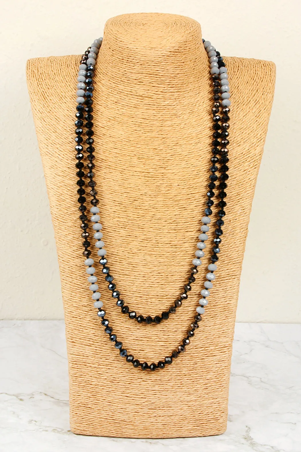 HDN2496 - MULTI TONE GLASS BEADS NECKLACE
