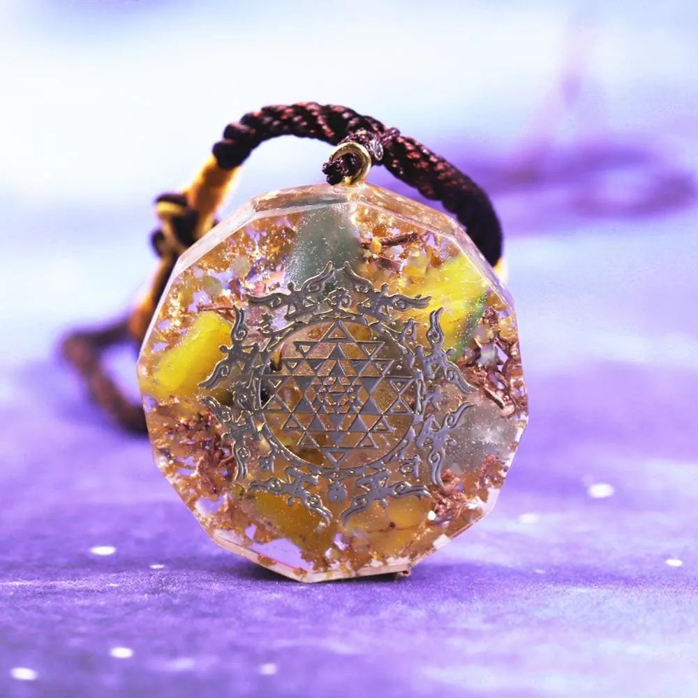 Healing Chakra Orgone Pendant with Authentic Natural Crystals for Emf Protection