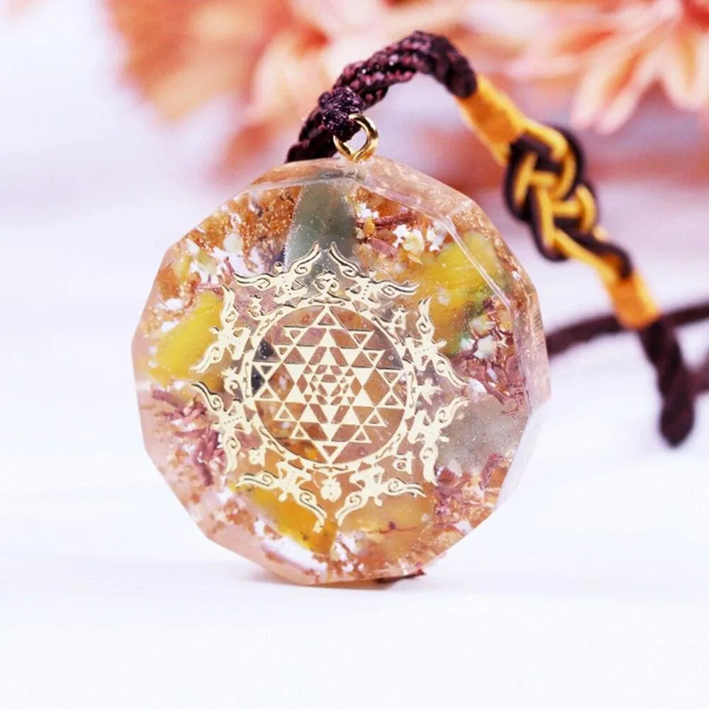 Healing Chakra Orgone Pendant with Authentic Natural Crystals for Emf Protection