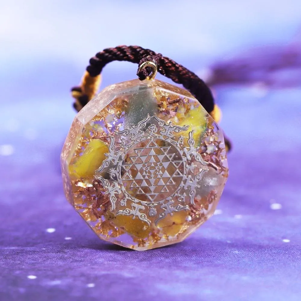 Healing Chakra Orgone Pendant with Authentic Natural Crystals for Emf Protection