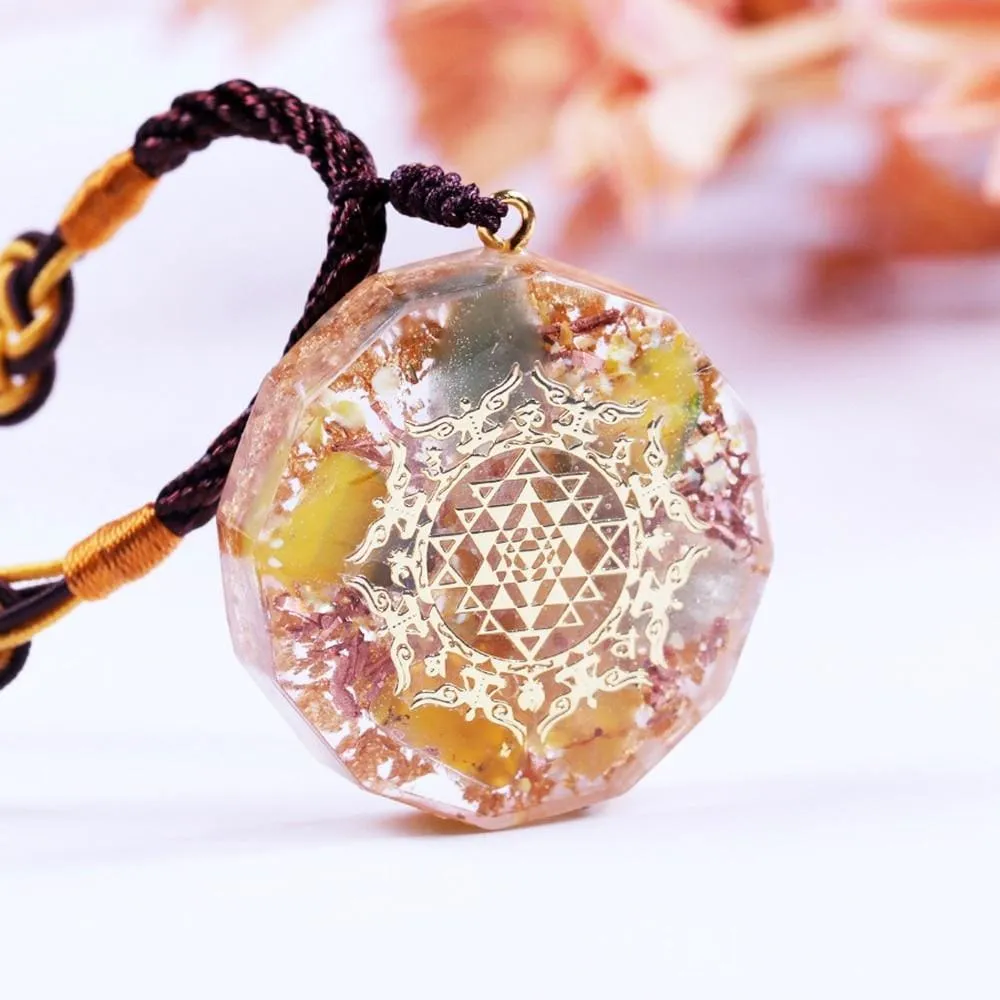 Healing Chakra Orgone Pendant with Authentic Natural Crystals for Emf Protection