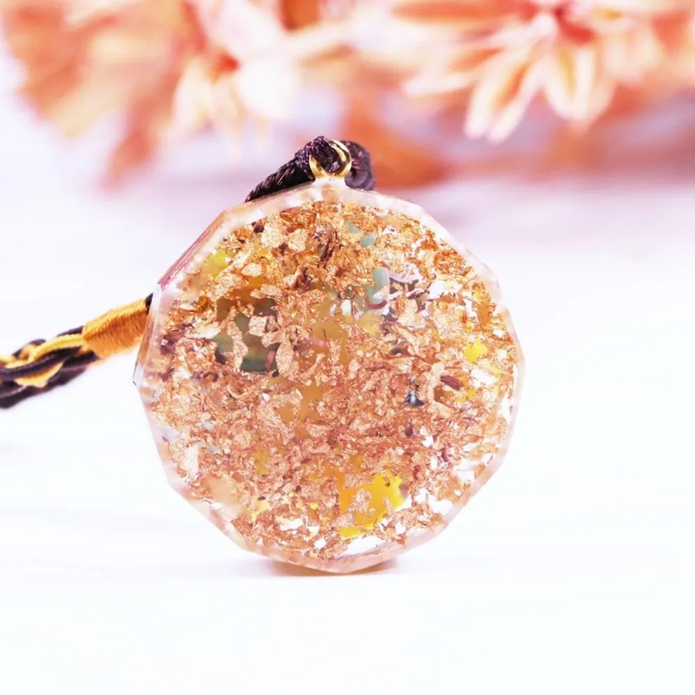 Healing Chakra Orgone Pendant with Authentic Natural Crystals for Emf Protection