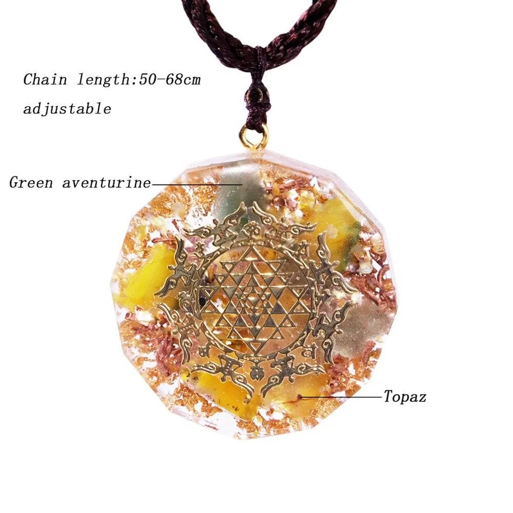 Healing Chakra Orgone Pendant with Authentic Natural Crystals for Emf Protection
