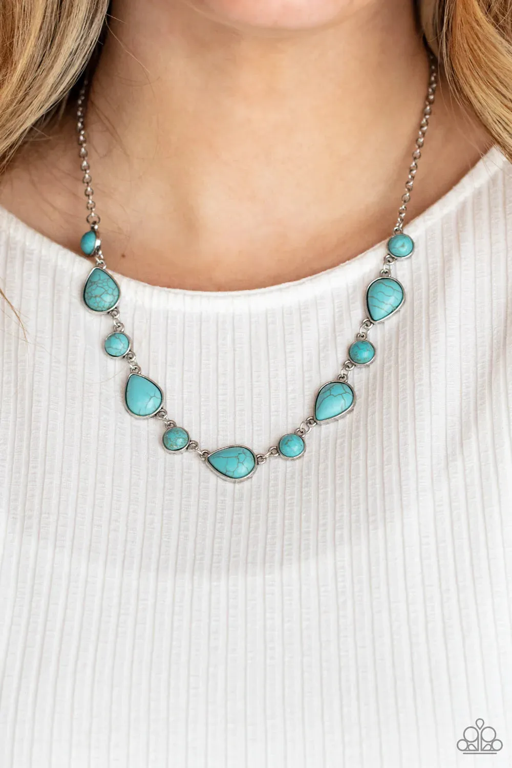 Heavenly Teardrops - Blue (Turquoise) Necklace