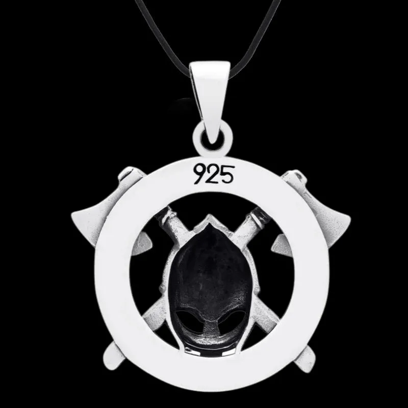 Helmet and Axes with Runes 925 STERLING SILVER PENDANT