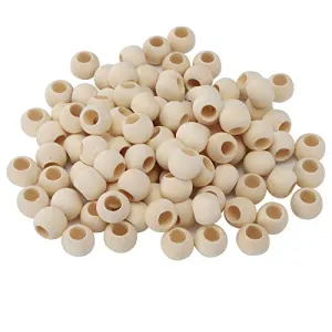 HERCHR 100Pcs Wooden Beads, Round Hole Unfinished Wood Beads for Crafts, Jewelry Making, DIY Crafting 20mm