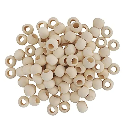 HERCHR 100Pcs Wooden Beads, Round Hole Unfinished Wood Beads for Crafts, Jewelry Making, DIY Crafting 20mm