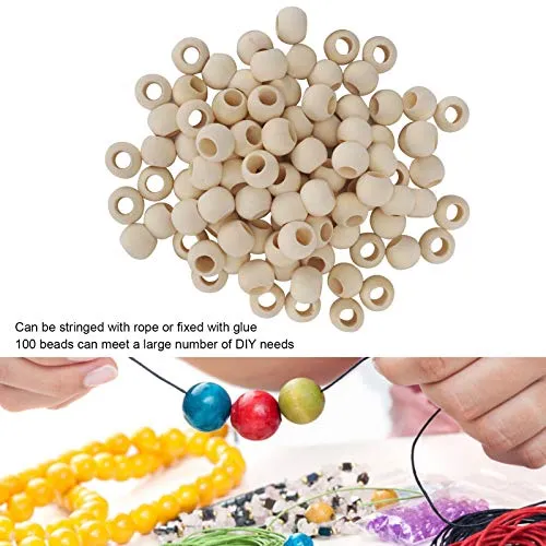 HERCHR 100Pcs Wooden Beads, Round Hole Unfinished Wood Beads for Crafts, Jewelry Making, DIY Crafting 20mm