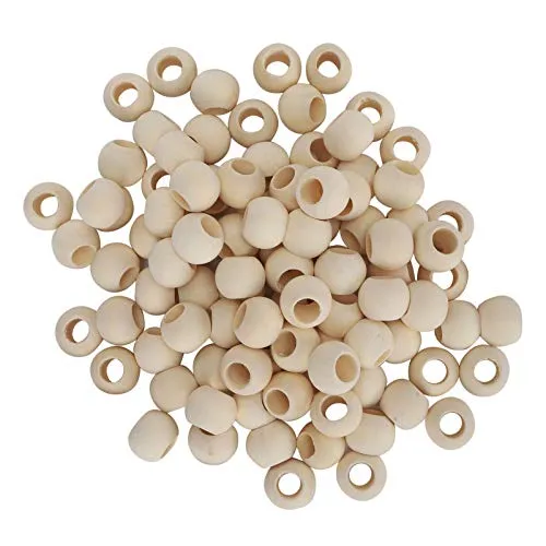 HERCHR 100Pcs Wooden Beads, Round Hole Unfinished Wood Beads for Crafts, Jewelry Making, DIY Crafting 20mm