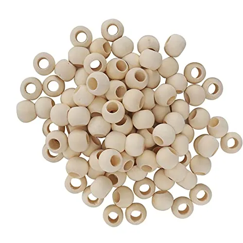 HERCHR 100Pcs Wooden Beads, Round Hole Unfinished Wood Beads for Crafts, Jewelry Making, DIY Crafting 20mm